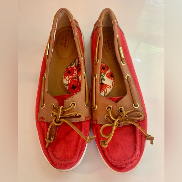Authentic Coach Richelle loafers. Size 9.5. Red, poppies inside. - Picture 2 of 4